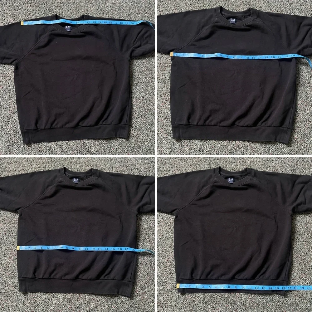 GAP Black 77% Cotton Short-Sleeve Basic Crewneck Pullover Sweatshirt Relaxed Fit